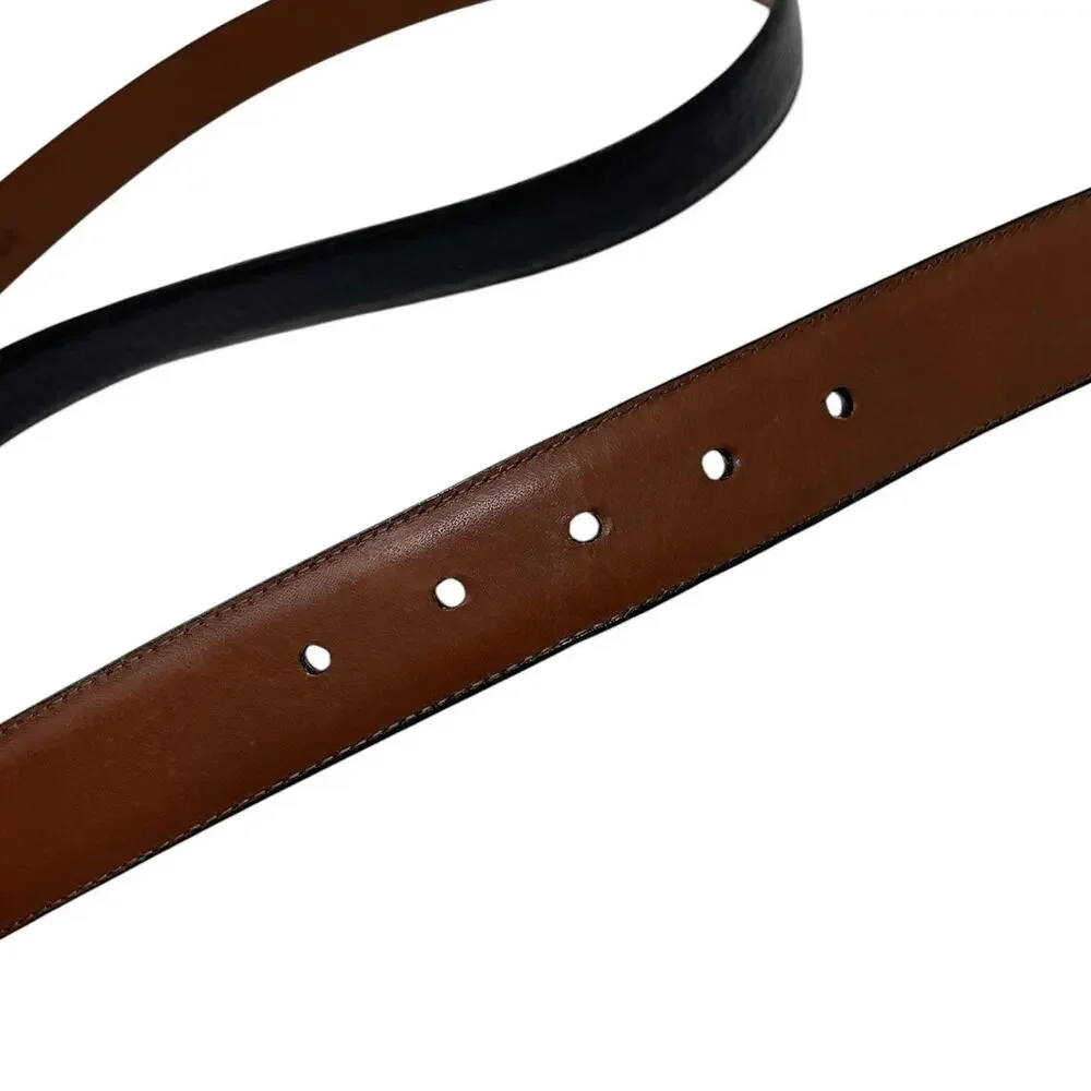Torino Embossed Italian Kipskin Leather Belt Solid Brass Black Sz 54 USA Made